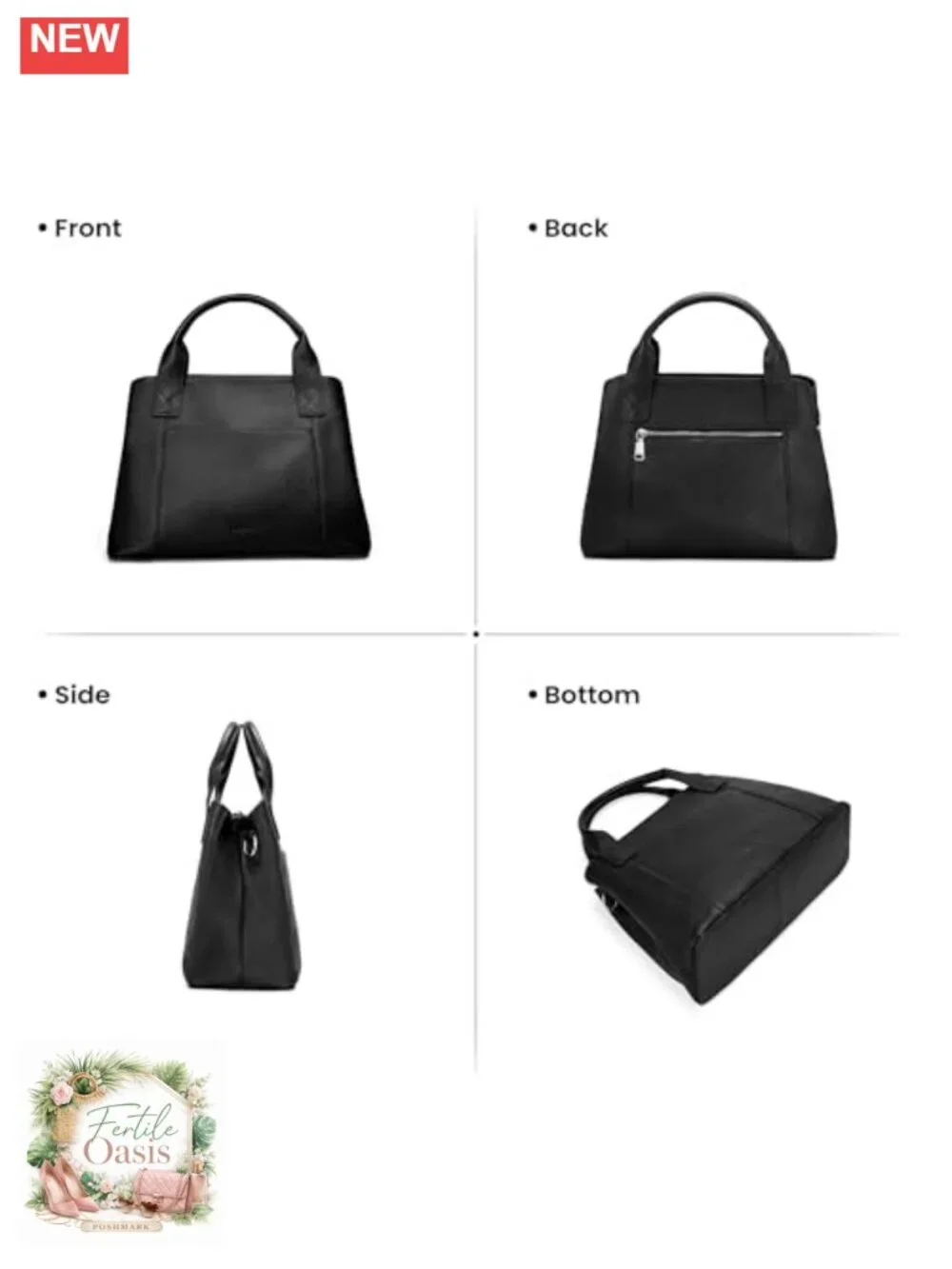 Genuine Leather Small Satchel Tote Crossbody Shoulder Bag with Zipper